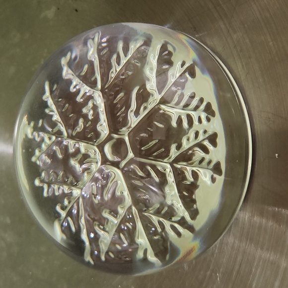 Final Price/ Vintage Clear Glass Debossed Snowflake Paperweight GUC - Picture 1 of 4
